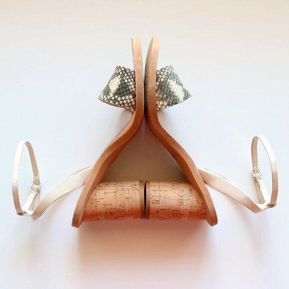 Dolce Vita Jali Snakeskin & White Round Cork Heels / Sandals / Summer Shoes S - Picture 11 of 16